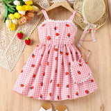 Strawberry Printing Pastoral Style Dress + Bag