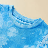 Boys' Tie-Dye Casual T-shirt Blue Comfortable Short Sleeve