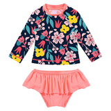 Flower Long Sleeve Swimsuit Set