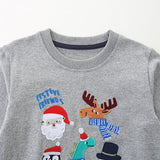 Cartoon Christmas Embroidered round Neck Long Sleeve Sweatshirt