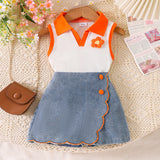 Sleeveless Flower Top + Lace Denim Shorts