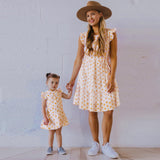 Mom & Me -Casual Flower Print Mother-Daughter Matching Outfit