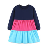 Children's Long-Sleeved Princess Dress Knitted Cotton round Neck Girl's Cake Skirt