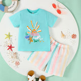 Beach Casual Print Cartoon Suit