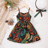 Printing and Dyeing Sling Dress+ Hat