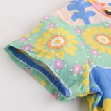 Multicolor Printing and Dyeing Short Sleeve Dress