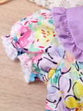 Flower Full Printed Short Sleeve Dress