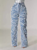 Denim Straight-Leg Pants