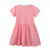 Children's Cartoon Embroidered Lapel Short Sleeve Dress