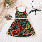 Printing and Dyeing Sling Dress+ Hat