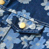 Children's Denim Jacket Printed Plaid Suit