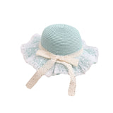 Children's Bowknot Woven Beach Bucket Hat