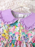 Flower Full Printed Short Sleeve Dress