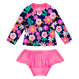 Flower Long Sleeve Swimsuit Set