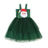 Christmas Santa Claus Embroidered Mesh Dress