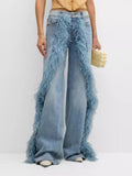 Plush Decoration Straight Jeans