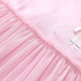 Cartoon Rabbit Embroidered Short Sleeved Gauzy Dress