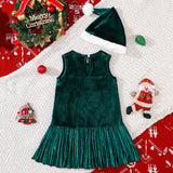 Christmas Star Flower Printed Vest Dress + Christmas Hat