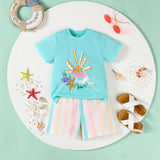 Beach Casual Print Cartoon Suit