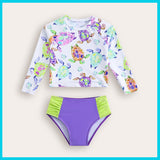 Long Sleeve Turtle Print Children's Swimsuit