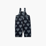 Valentine's Day Heart Printing Denim Suspender Pants