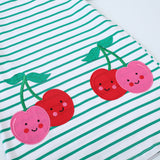 Cherry Embroidered Patch Short Sleeve Dress