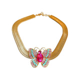 Exaggerated colorful diamond butterfly necklace metal clavicle chain necklace