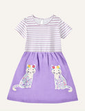 Animal Embroidered Patch Short Sleeve Dress