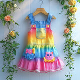 Macaroon Dream Kitten Candy Little Girl Suspender Dress
