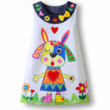 Lucky sale-Children's Colorful Doodle-Style Floral & Puppy Dress
