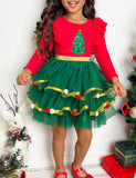 Christmas Sale- Tree Pom Pom Mesh Dress