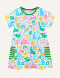 Cartoon Printed Pocket Princess Dress