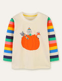 Animal Pumpkin Printed Rainbow Striped T-shirt - CCMOM