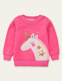 Animal Unicorn Appliqu¨¦ Embroidered Sweatshirt - CCMOM