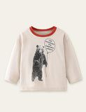 Balloon and Bear Printed Long-Sleeved T-shirt