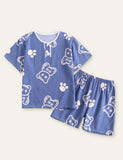 Bear Letter Printed Short-Sleeve Pajamas - CCMOM