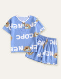 Bear Letter Printed Short-Sleeve Pajamas - CCMOM