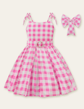 Bow Belt Plaid Party Dress - CCMOM