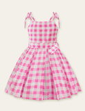 Bow Belt Plaid Party Dress - CCMOM