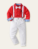 Bow Knight Embroidered Shirt Overalls Set - CCMOM