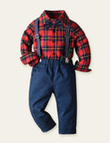 Bow Plaid Shirt Gentleman Party Set - CCMOM