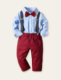 Bow Shirt Overalls Gentleman Party Set - CCMOM