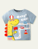 Boy Cartoon Dinosaur Patch T-shirt - CCMOM