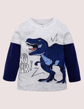 Boy T-Rex Appliqu¨¦ Fake Two-Piece T-shirt - CCMOM