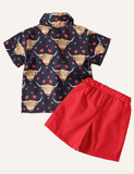 Boys' Printed Bow Tie Suit - CCMOM