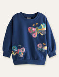 Butterfly Appliqu¨¦ Long Sleeve Sweatshirt