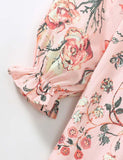 Butterfly Floral Printed Long Sleeve Dress - CCMOM