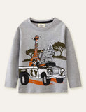 Cartoon Animal Printed Long Sleeve T-shirt - CCMOM