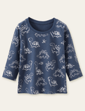 Cartoon Dinosaur Printed Long-Sleeved T-shirt - CCMOM