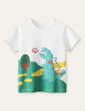Cartoon Dinosaur Printed T-shirt - CCMOM